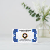 クリエイティブ青給排水配管パイプフレーム配管工 名刺 (スタンド正面)