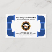 クリエイティブ青給排水配管パイプフレーム配管工 名刺 (裏面)