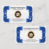 クリエイティブ青給排水配管パイプフレーム配管工 名刺 (正面/裏面)