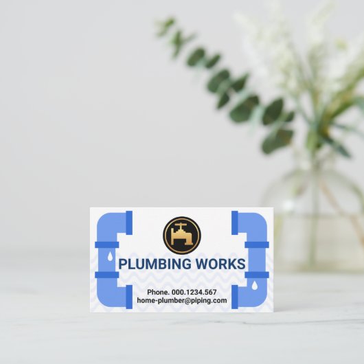 クリエイティブ青色漏洩配管管 名刺 (スタンド正面)