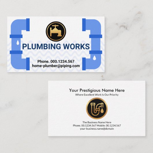 クリエイティブ青色漏洩配管管 名刺 (正面/裏面)