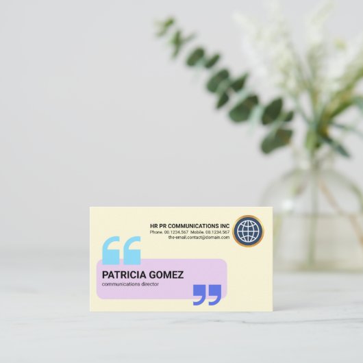 クリエイティブ音声ボックスの引用符の記号 名刺 (スタンド正面)