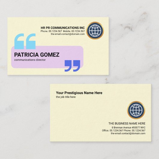 クリエイティブ音声ボックスの引用符の記号 名刺 (正面/裏面)