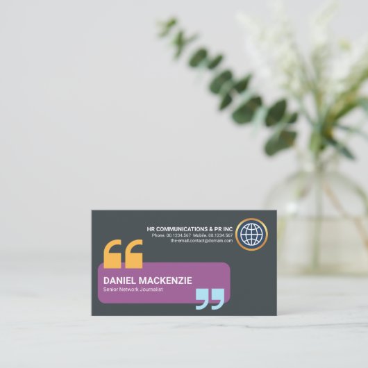 クリエイティブ音声ボックス引用符PR HRマネージャ 名刺 (スタンド正面)