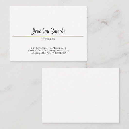 クリエイティブ頭が切れるデザイン金ゴールドプレインラグジュアリートレンディー 名刺 (正面/裏面)