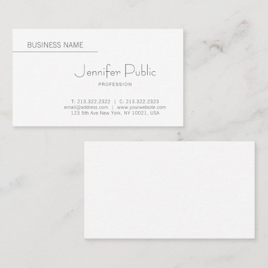 クリエイティブ頭が切れるモダンデザインプレーンプロフェッショナル 名刺 (正面/裏面)