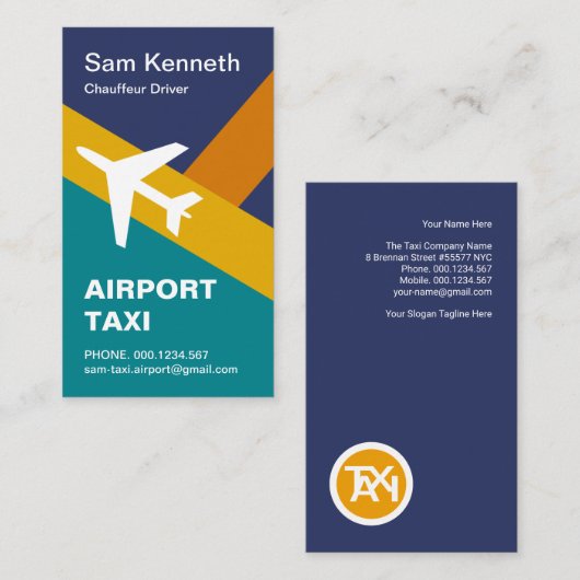 クリエイティブ飛行機滑走路空港タクシードライバー 名刺 (正面/裏面)