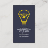 クリエイティブ黄色電球の電源プラグ電気技師 名刺 (裏面)