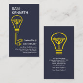 クリエイティブ黄色電球の電源プラグ電気技師 名刺 (正面/裏面)