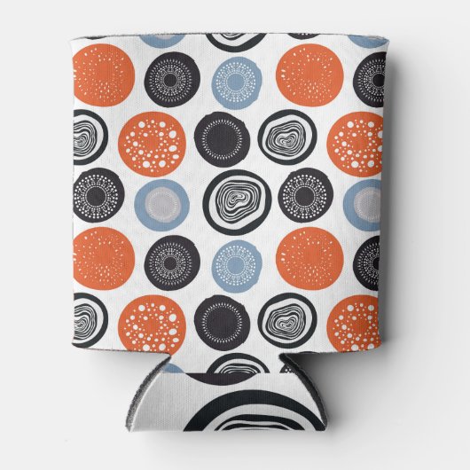 クリエイティブ、カラフル幾何学円パターン。 缶クーラー (正面)