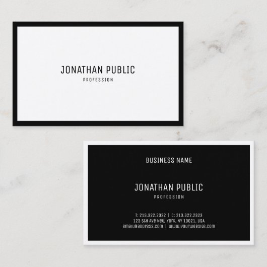 クリエイティブ ブラックホワイト モダンシンプル プレーンエレガント 名刺 (正面/裏面)