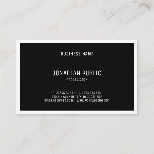 クリエイティブ ブラックホワイト モダンシンプル プレーンエレガント 名刺 (裏面)