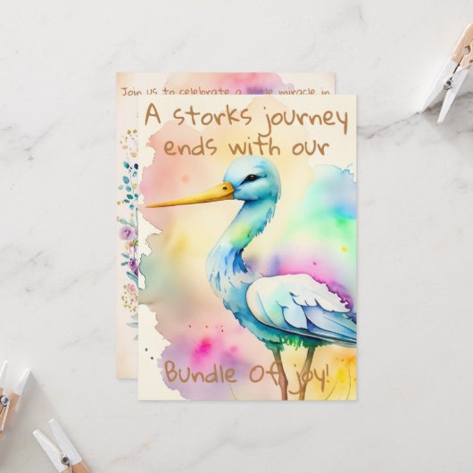 クリエイティブ、ユニークベビーシャワー招待状 招待状 (正面/裏面インサイチュ)