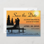 クリエイティブ、漫画のスタイル日付のカードを結婚保存 案内ポストカード (正面/裏面)