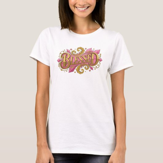 クリエイティブ BLESSED 2D アートプリント Tシャツ (正面)