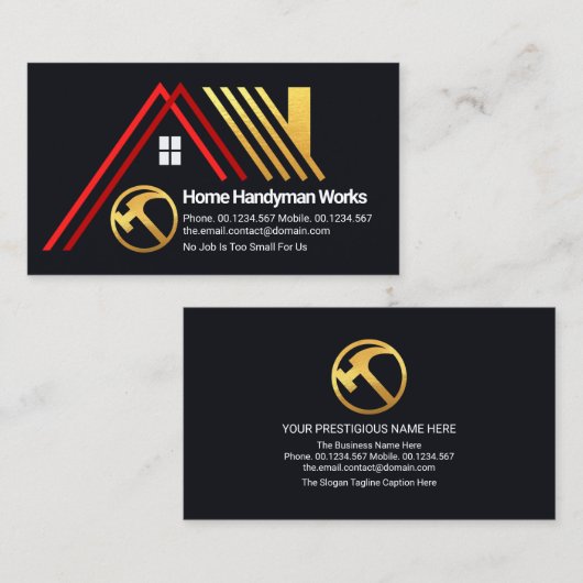 クリエイティブAフレーム金ゴールドルーフ建物建築 名刺 (正面/裏面)