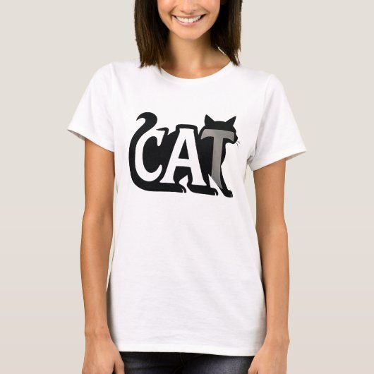クリエイティブCATタイポグラフィシルエットTシャツ Tシャツ (正面)