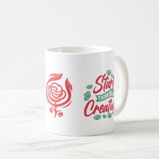 クリエイティ考えビティの開始 コーヒーマグカップ (正面右)