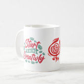 クリエイティ考えビティの開始 コーヒーマグカップ (正面左)