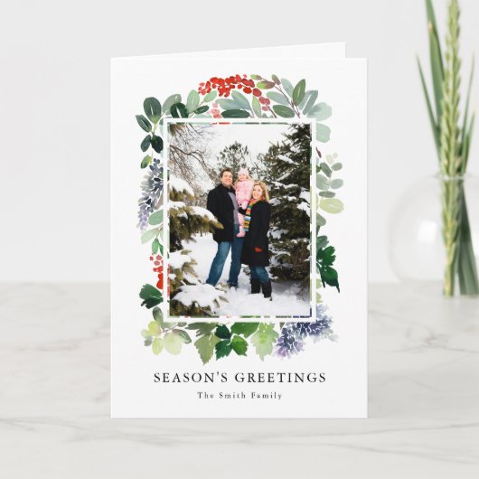 クリエイトユアホリデーグリーナリーフレームフォトカード シーズンカード (正面)