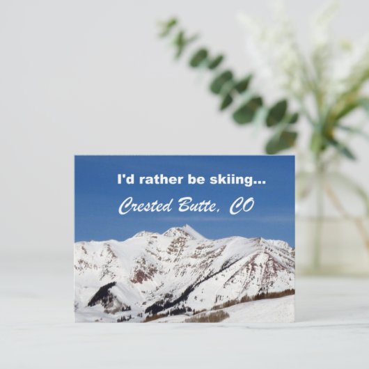 クリエステッド・バット、コロラド州でスキーをしたい ポストカード (スタンド正面)
