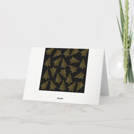 クリエレガントスマスツリーパターンの黒い金ゴールド シーズンカード (裏面)