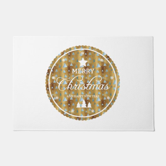 クリエレガントスマスバきらめくッジイン金ゴールドグリッター ドアマット (正面)