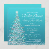クリエレガントスマスブライダルシャワーターコイズ 招待状 (正面/裏面)