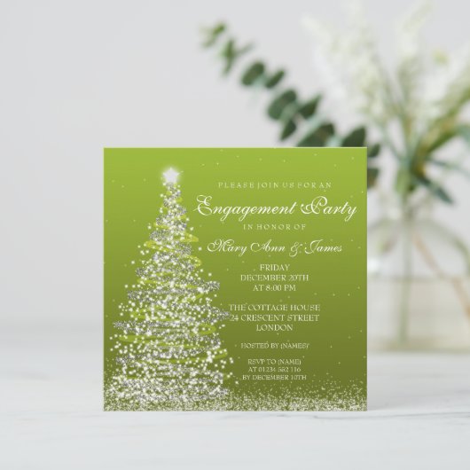 クリエレガントスマス婚約パーティグリーン 招待状 (スタンド正面)