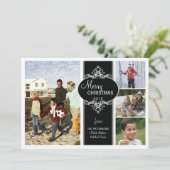 クリエレガントスマス白黒コラージュフォトカード シーズンカード (スタンド正面)