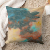 クリエーション、抽象芸術絵画アートズパステルズピーチティール（緑がかった色） クッション (ブランケット)