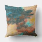 クリエーション、抽象芸術絵画アートズパステルズピーチティール（緑がかった色） クッション (裏面)