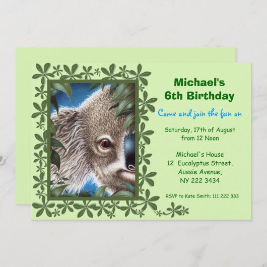 クリオスコアラ子供の誕生日パーティの招待状 招待状 (正面/裏面)