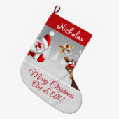 クリカスタムスマスサンタ&トナカイ ラージクリスマスストッキング (正面 (吊り時))