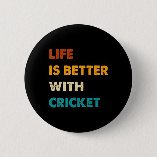 クリケットがあれば人生もっと楽しい Funny Cricket 缶バッジ (正面)