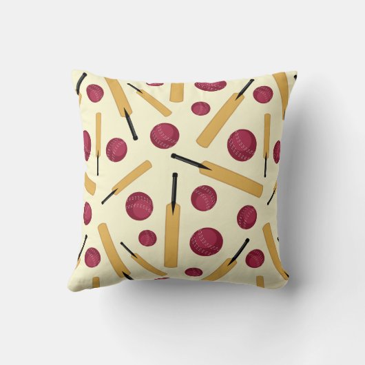 クリケットこうもりとボールおもしろい漫画パターン(の模様が)ある クッション (裏面)