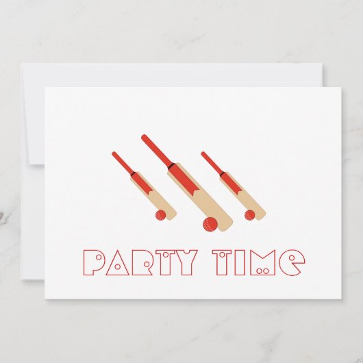 クリケットこうもりとボールパーティー時間招待状 招待状 (正面)