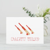 クリケットこうもりとボールパーティー時間招待状 招待状 (スタンド正面)