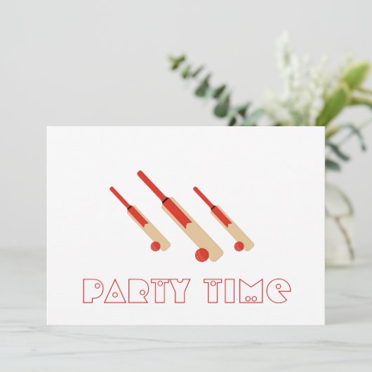 クリケットこうもりとボールパーティー時間招待状 招待状 (スタンド正面)