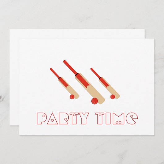 クリケットこうもりとボールパーティー時間招待状 招待状 (正面/裏面)