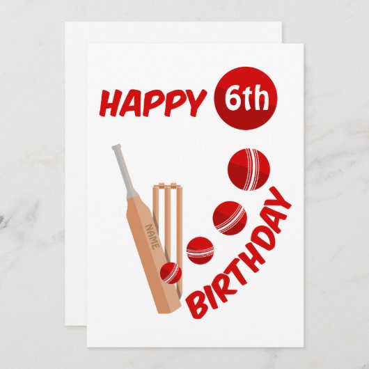 クリケットこうもりとボール子供の誕生日 シーズンカード (正面/裏面)