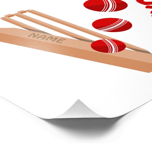 クリケットこうもりとボール子供の誕生日 フォトプリント            (角)