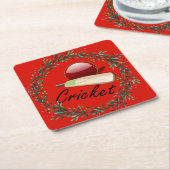 クリケットこうもりとボール、クリスマス。 スクエアペーパーコースター (アングル)