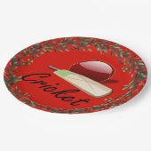 クリケットこうもりとボール、クリスマス。 ペーパープレート (アングル)