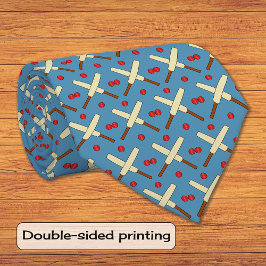 クリケットこうもりの繰り返し青 ネクタイ