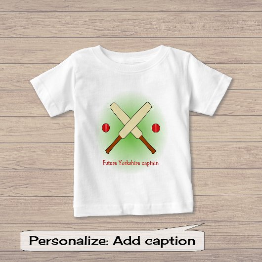 クリケットこうもりカスタム文字レッドグリーンスポーツ ベビーTシャツ