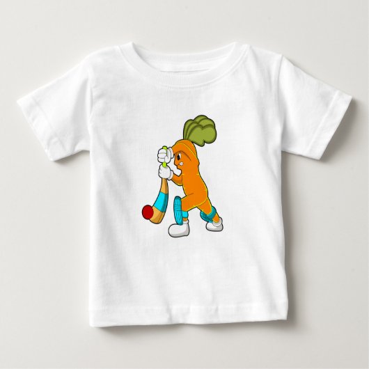 クリケットでニンジンこうもり ベビーTシャツ (正面)