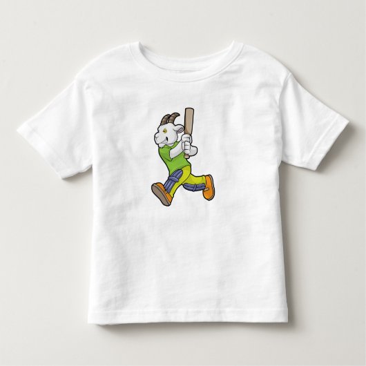 クリケットでバットマンとしてヤギこうもり トドラーTシャツ (正面)