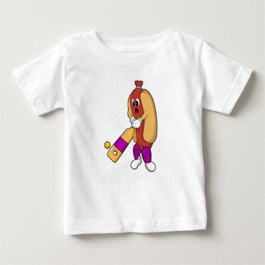 クリケットでホットドッグこうもり ベビーTシャツ (正面)