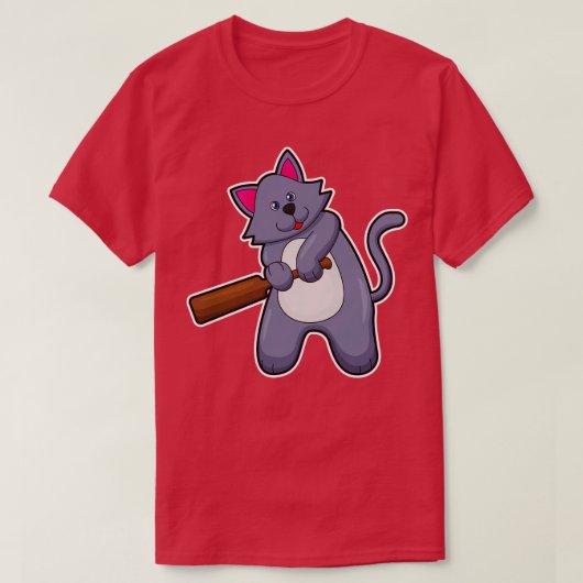 クリケットで猫を飼うこうもり Tシャツ (デザイン正面)